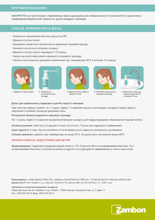 Инструкция-вкладыш «Анауретте®» — Исходный макет · сторона 2